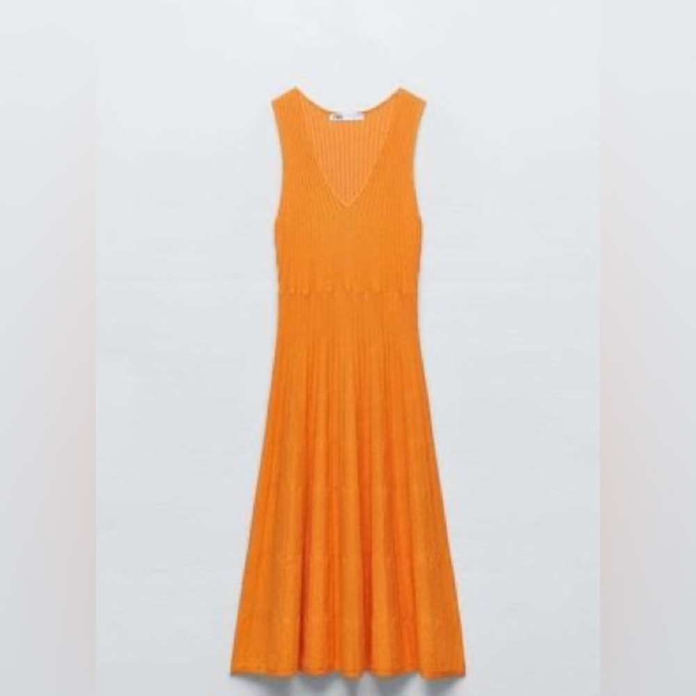 Zara knit skater midi dress - orange